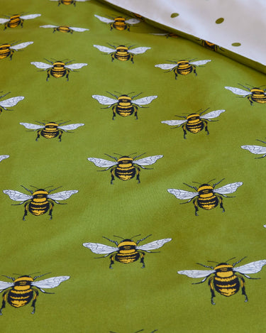 Cotton Olive Bee Print Reversible Set